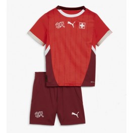 Zwitserland Thuis tenue Kids EK 2024 Korte Mouw (+ Korte broeken)